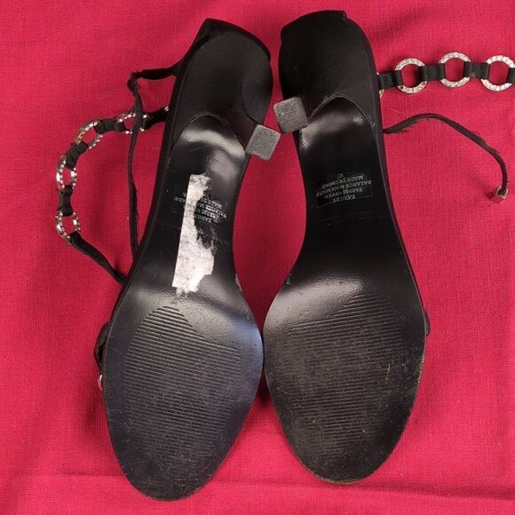 Vintage 90s Enzo Angolini Satin and Rhinestone Strappy Heels - Picture 12 of 16